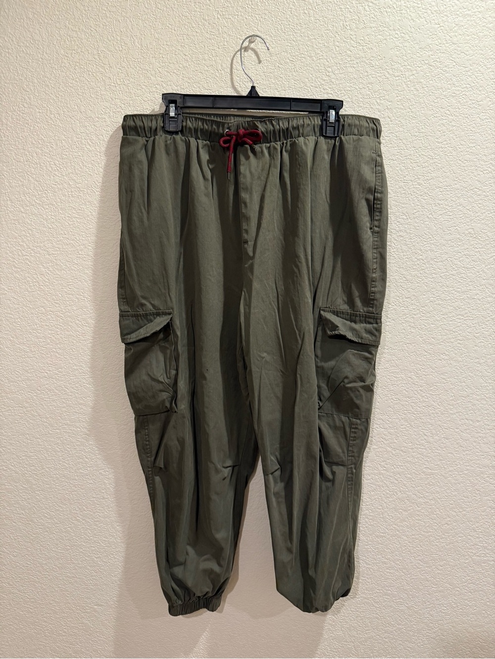 wild fable Olive Green Cargo Joggers with Red Drawstring